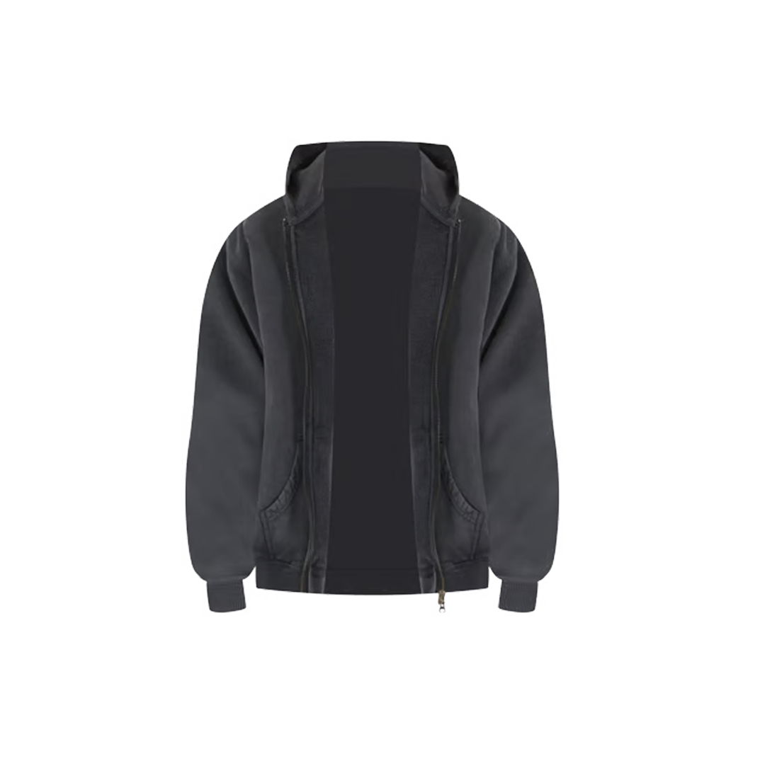 Basic Zip Up Hoodie - Vintage Black