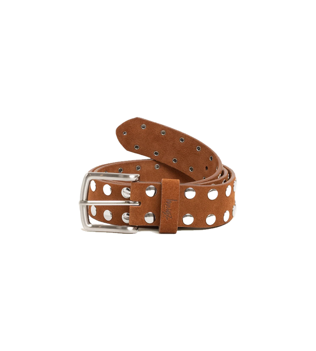8 BALL STUDDED BELT Brown Suede