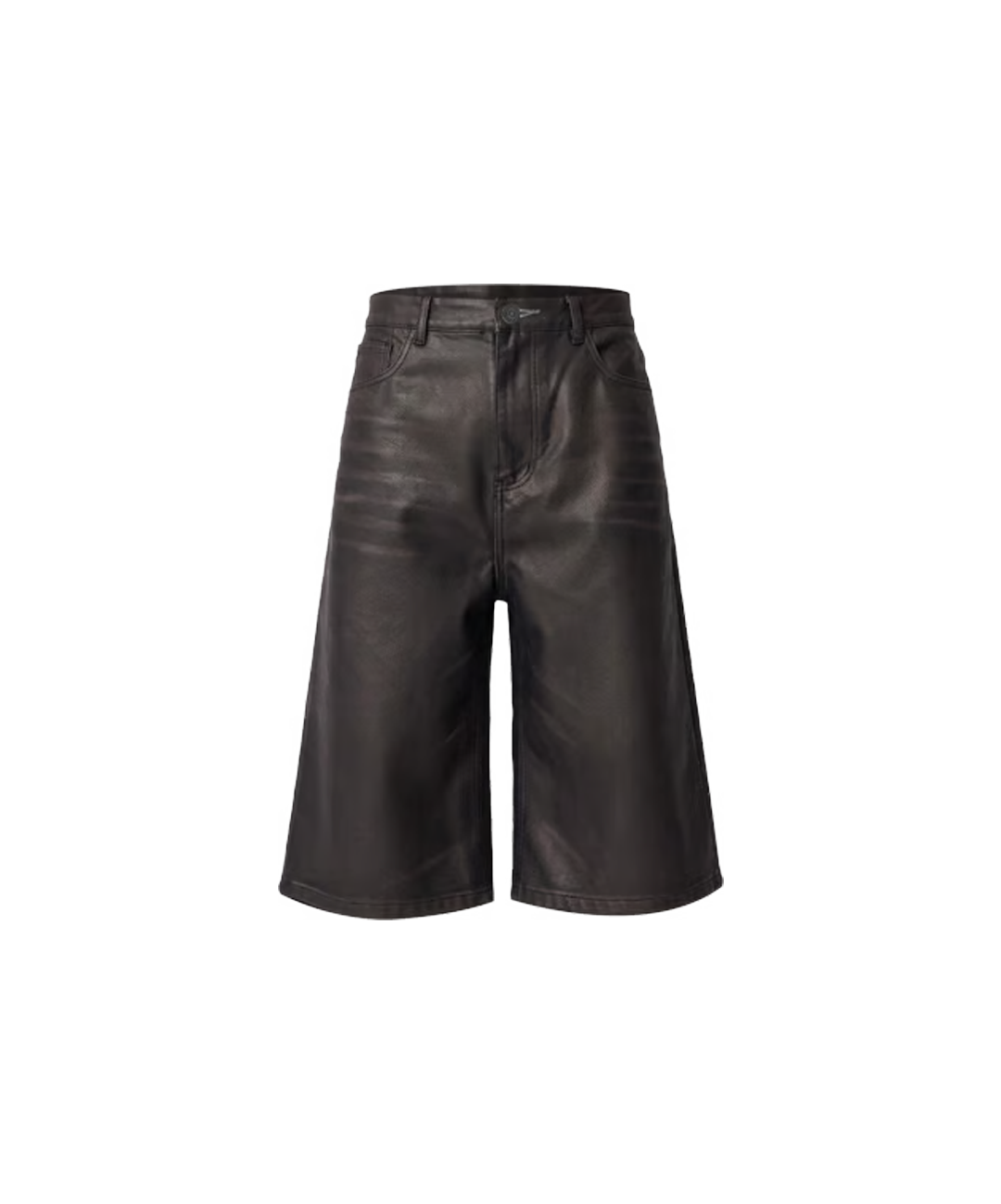 Black Ultra Baggy Washed Leather Shorts