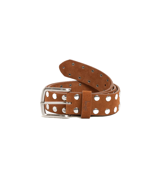 8 BALL STUDDED BELT Brown Suede